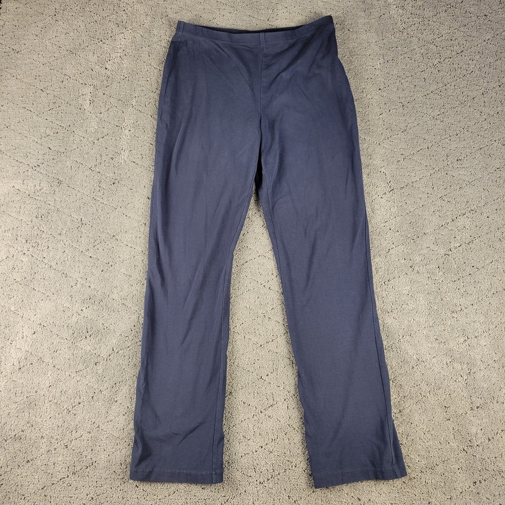 Susan Graver Pants Womens M Navy Blue Pull On Elastic Waist Relaxed Comfort Soft